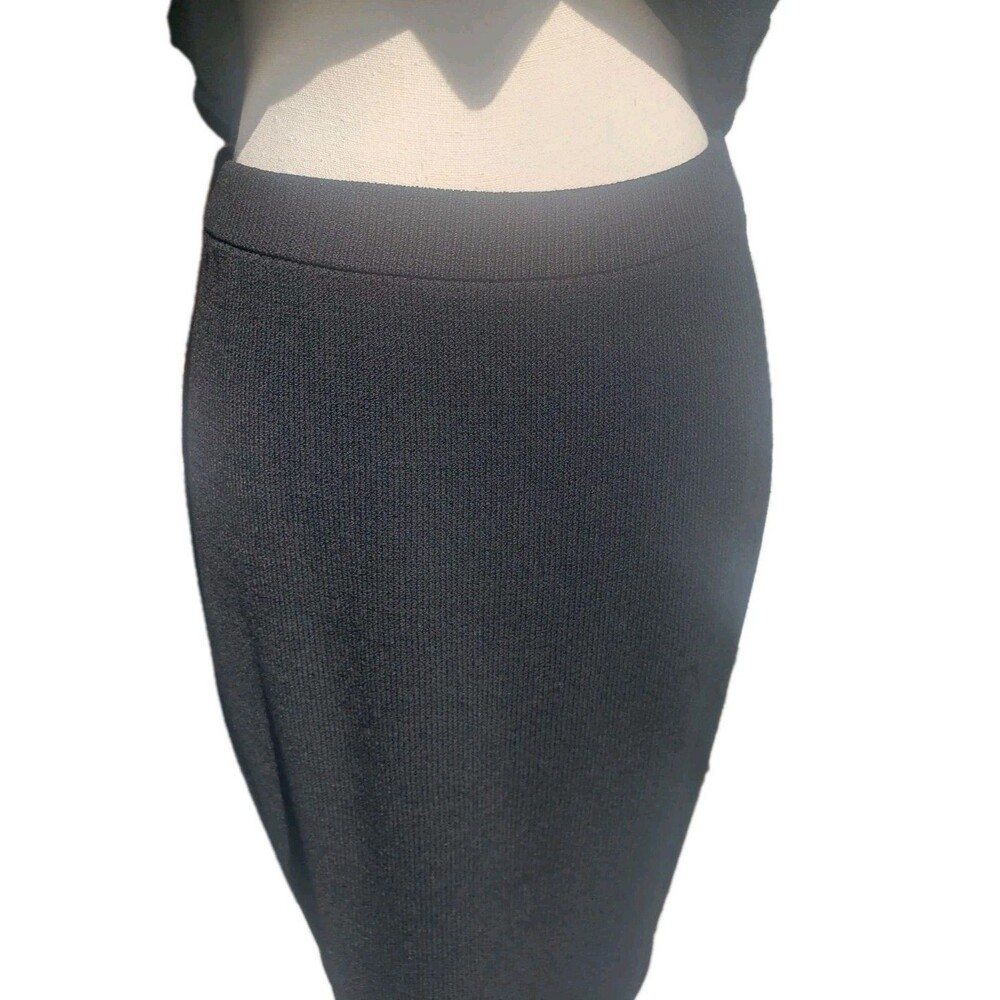 St John Collection Marie Gray Santana Knit Jacket Skirt Suit Black Sz 4 Gold Btn - Picture 8 of 16